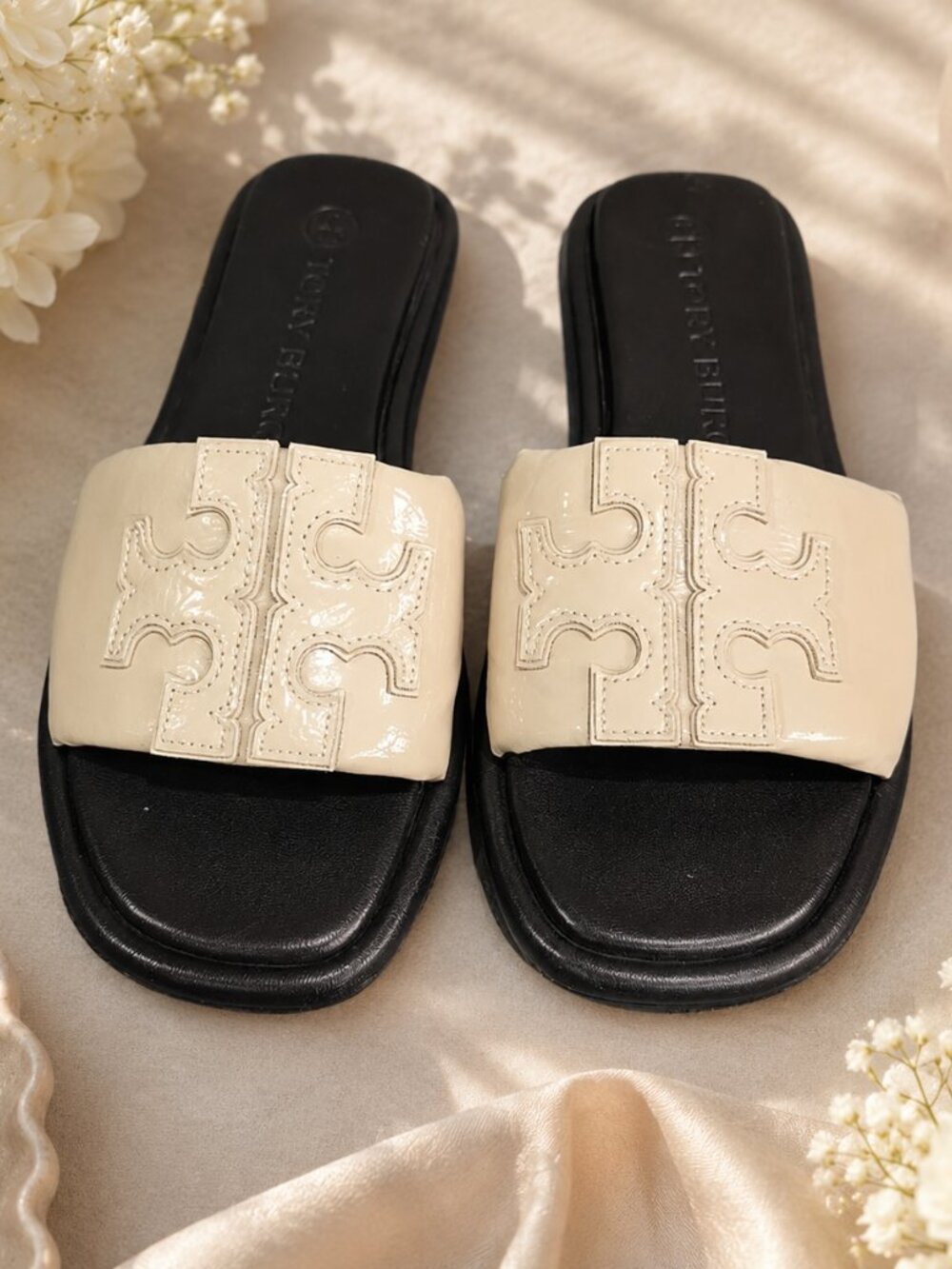 Tory Burch Double T Sport Slide Cream/Gold